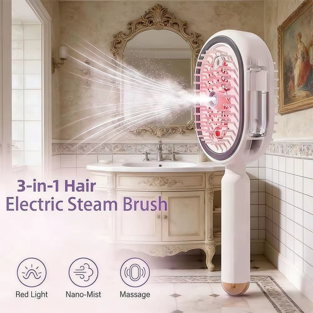 New Electric Brush Hair Care Spray Massage Comb Anti-Static Self-Cleaning Hairbrush Hair Oil Applicator Women Girls