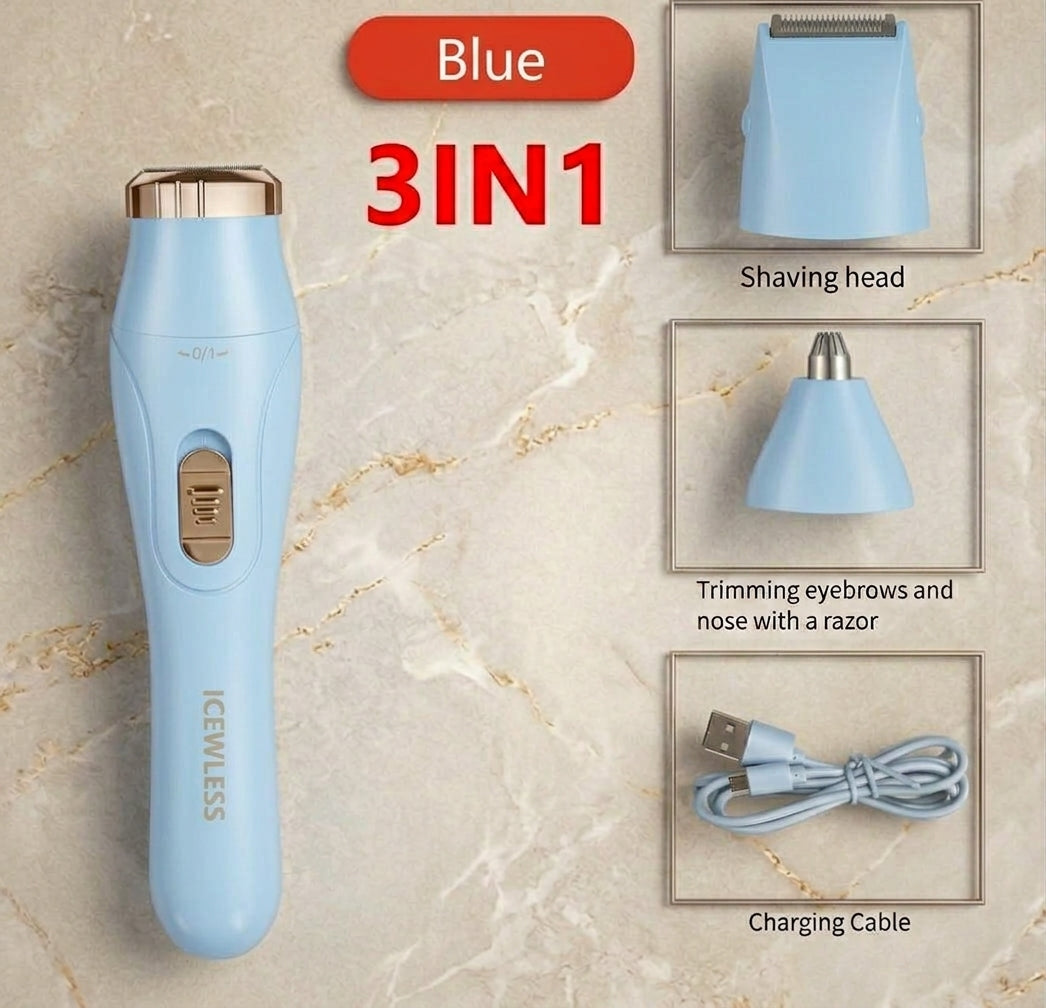 3-in-1 Electric Shaver for Women/Men, Waterproof Rechargeable Body Hair Trimmer