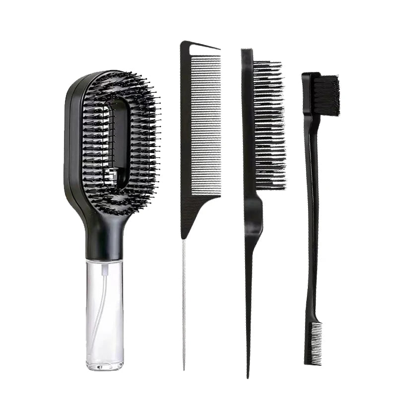 One-Click Spray Detangling Comb, Fine Mist No Dripping Anti-Flyaway Anti-Frizz Spray Styling Brush for All Hair Types