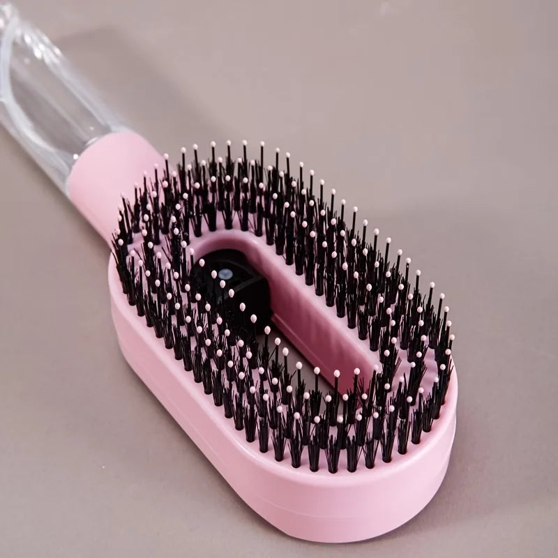 One-Click Spray Detangling Comb, Fine Mist No Dripping Anti-Flyaway Anti-Frizz Spray Styling Brush for All Hair Types